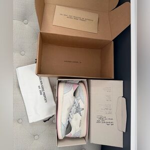 Golden Goose White and Pink Ball Star Sneakers